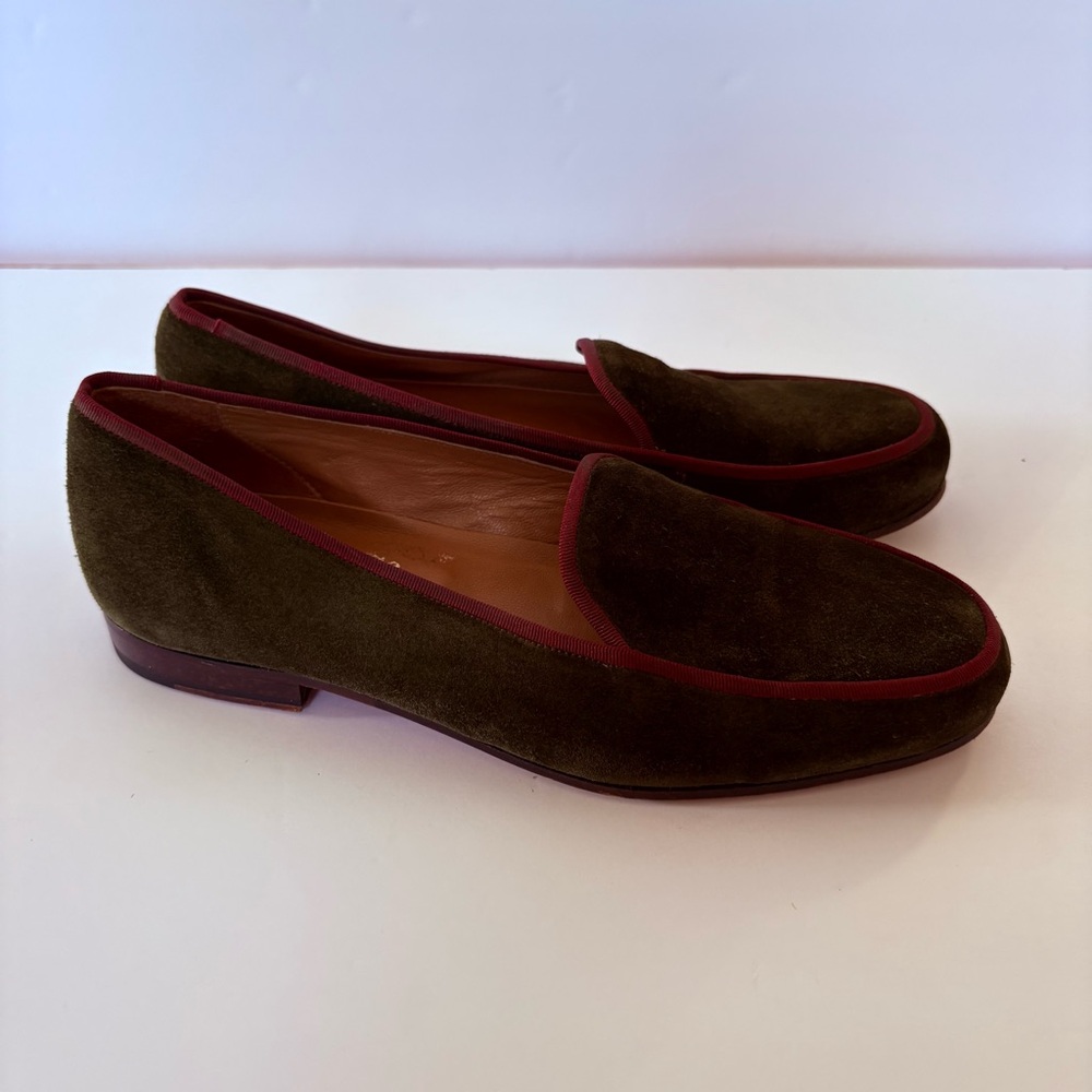 STUBBS&WOOTTON Green Pink Leather Suede Slip-On Loafers‎ Slippers 7 Men’s Yacht - Picture 4 of 7